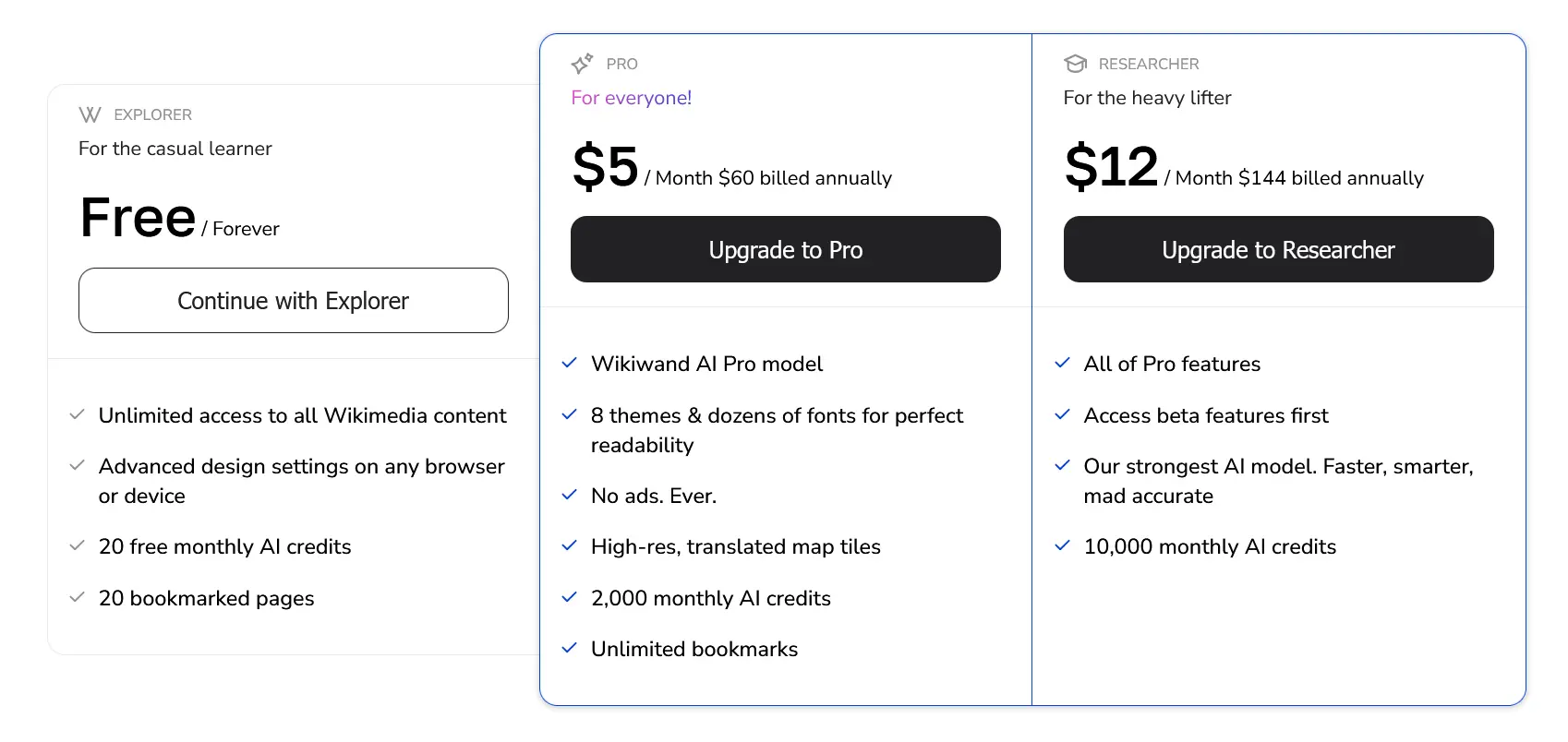 Une offre gratuite, une offre à 5$ et une offre à 12$